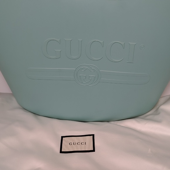 SOLD Gucci Logo Teal Rubber Tote - Picture 8 of 8